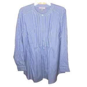 Woman Within Striped Button Down Shirt New 14/16